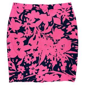 EUC Women's J.‎ CREW Basketweave Pencil Skirt Pink/Navy Lined | Size 4